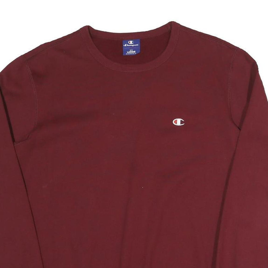 CHAMPION Mens Maroon Crew Neck L Cotton Blend Logo Sweatshirt Pullover