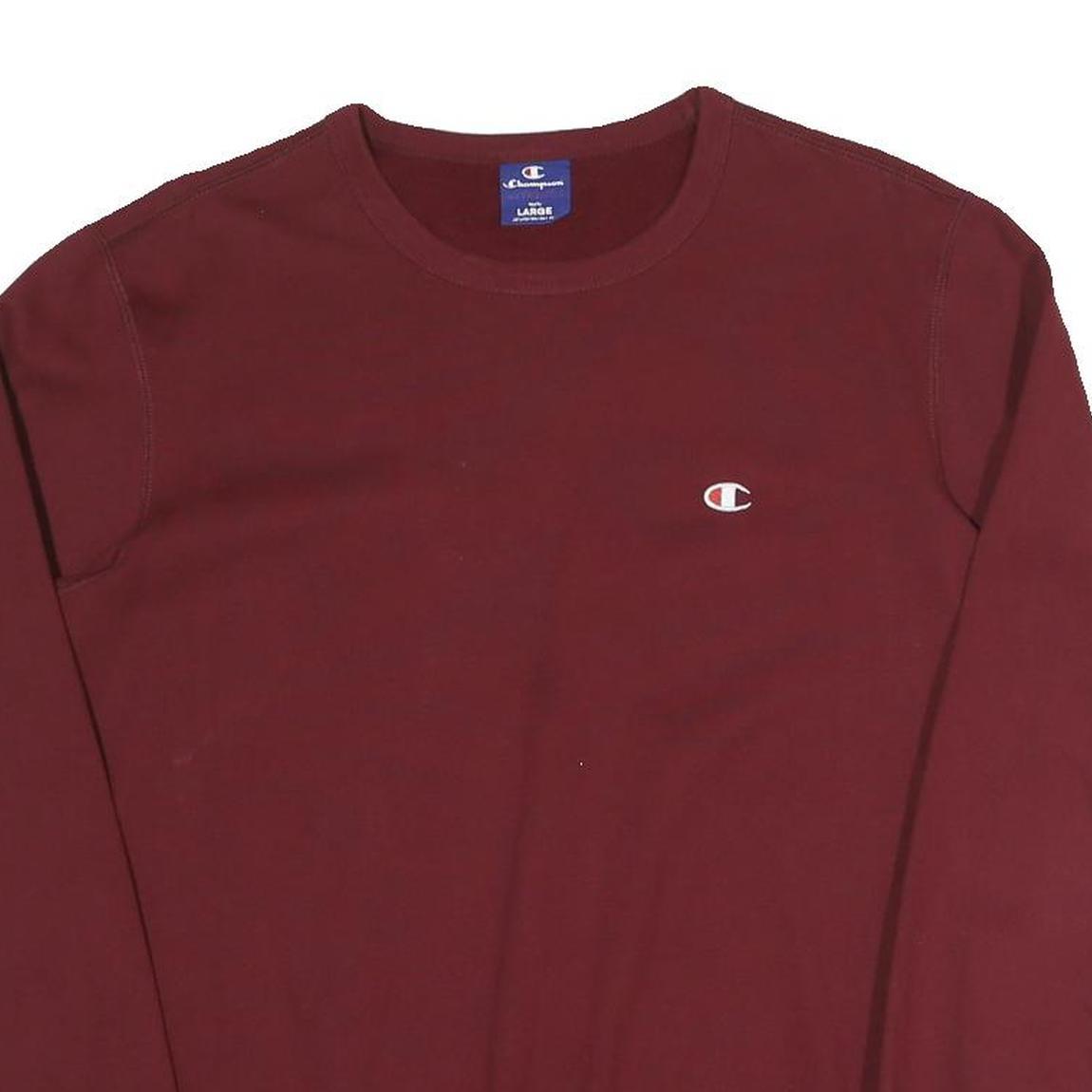 CHAMPION Mens Maroon Crew Neck L Cotton Blend Logo Sweatshirt Pullover