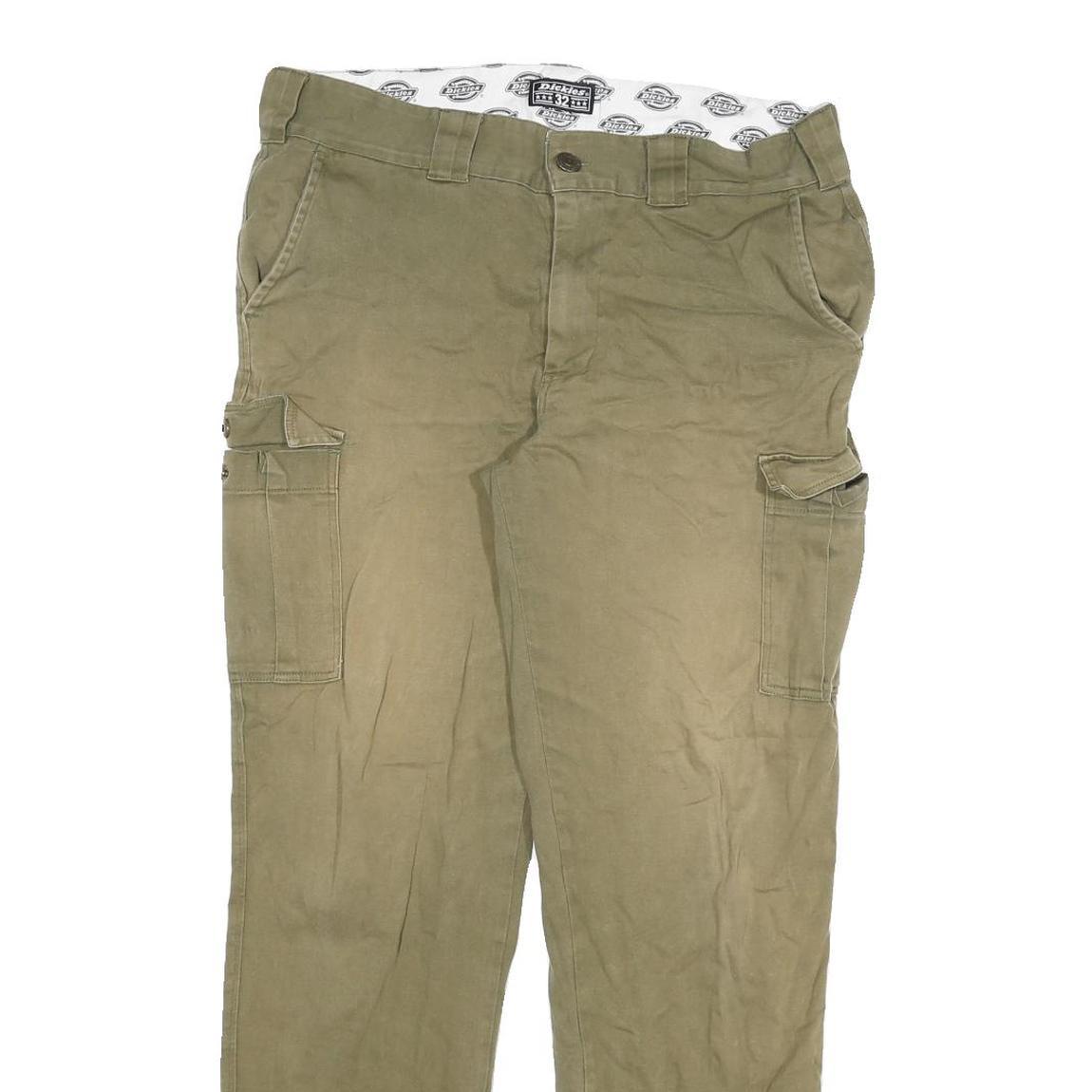 DICKIES Mens Cotton Blend Beige Regular Cargo Trousers W32 L28 Workwear Zip