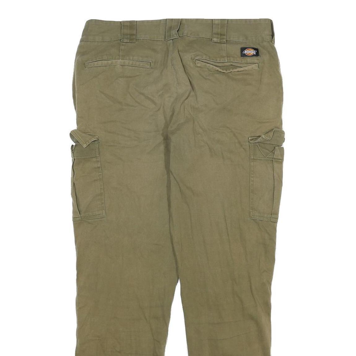 DICKIES Mens Cotton Blend Beige Regular Cargo Trousers W32 L28 Workwear Zip