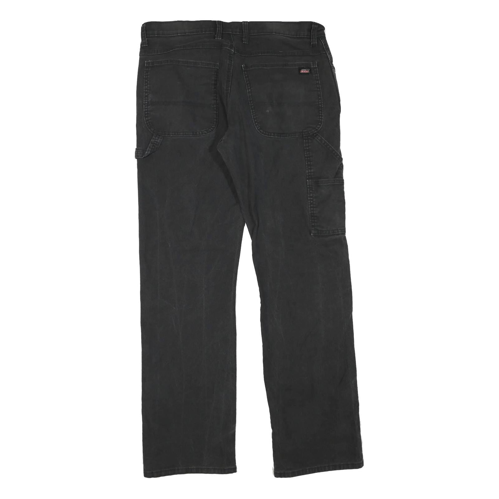 DICKIES Mens Black Regular Straight Denim W36 L33 Workwear Zip Closure Jeans