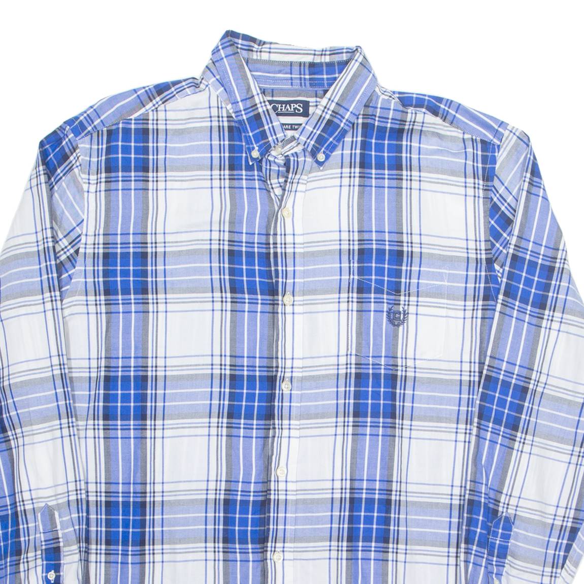 CHAPS Mens Shirt Blue Plaid Long Sleeve XL