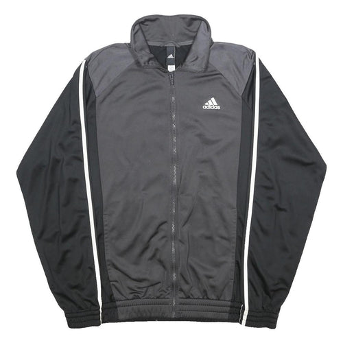 ADIDAS Mens Black & Grey Track Jacket L Polyester Sportswear Zip Up