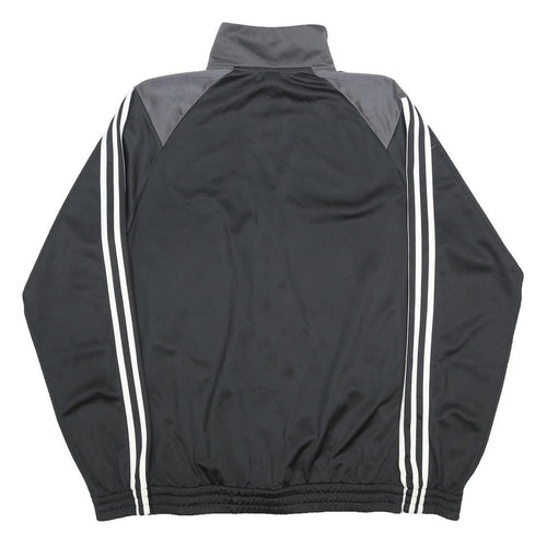 ADIDAS Mens Black & Grey Track Jacket L Polyester Sportswear Zip Up