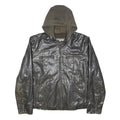 LEVI'S Mens Black Hooded PVC Jacket XL Zip Closure Lightweight Synthetic