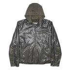 LEVI'S Mens Black Hooded PVC Jacket XL Zip Closure Lightweight Synthetic