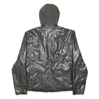 LEVI'S Mens Black Hooded PVC Jacket XL Zip Closure Lightweight Synthetic