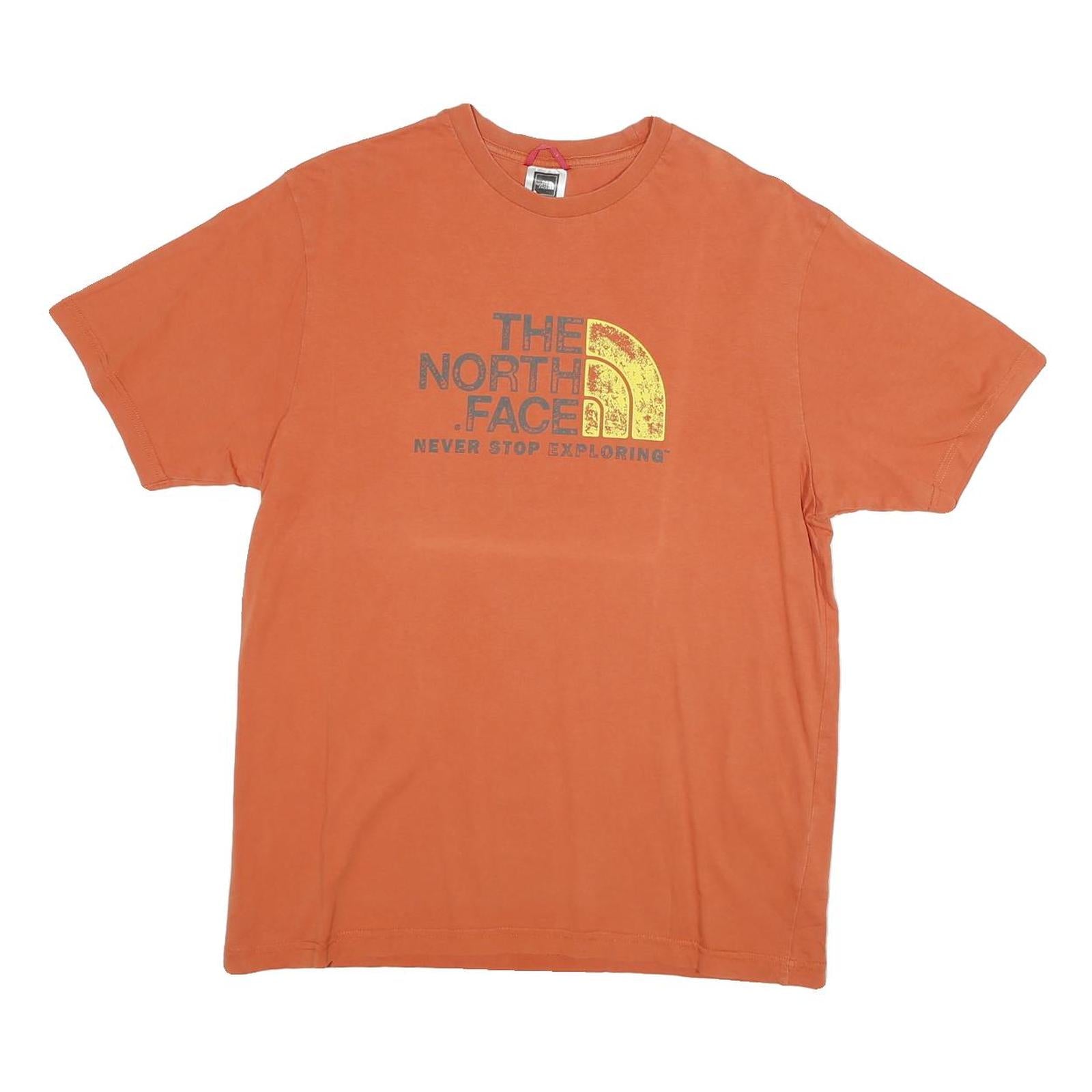 THE NORTH FACE Mens Orange T-Shirt M Short Sleeve Crew Neck Cotton Blend Logo