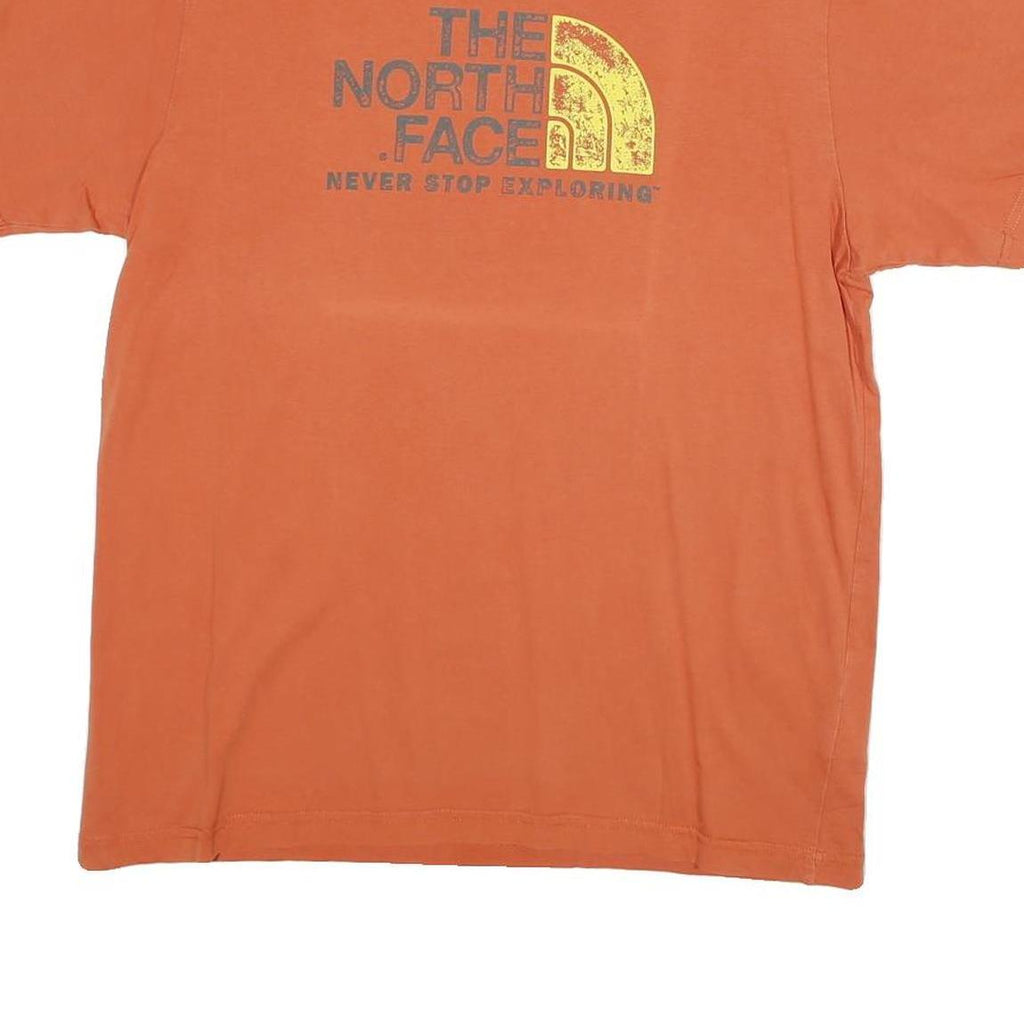 THE NORTH FACE Mens Orange T-Shirt M Short Sleeve Crew Neck Cotton Blend Logo