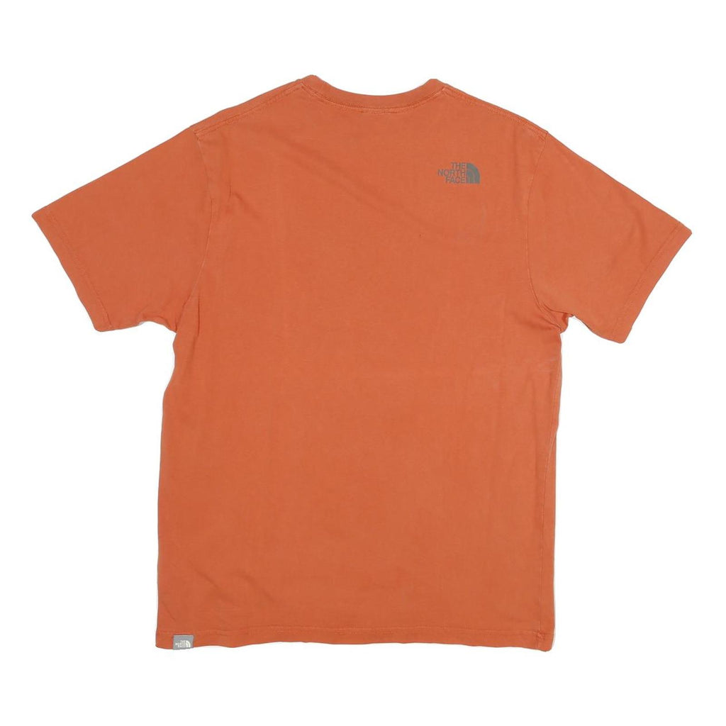 THE NORTH FACE Mens Orange T-Shirt M Short Sleeve Crew Neck Cotton Blend Logo