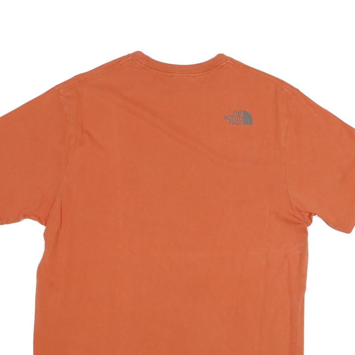 THE NORTH FACE Mens Orange T-Shirt M Short Sleeve Crew Neck Cotton Blend Logo
