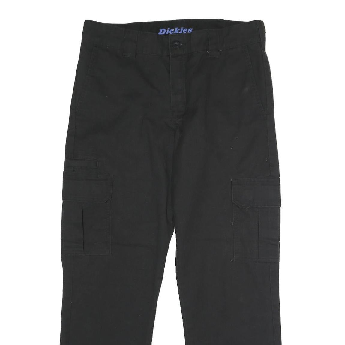 DICKIES Mens Black Regular Fit Straight Trousers W34 L30 Workwear Cargo Style