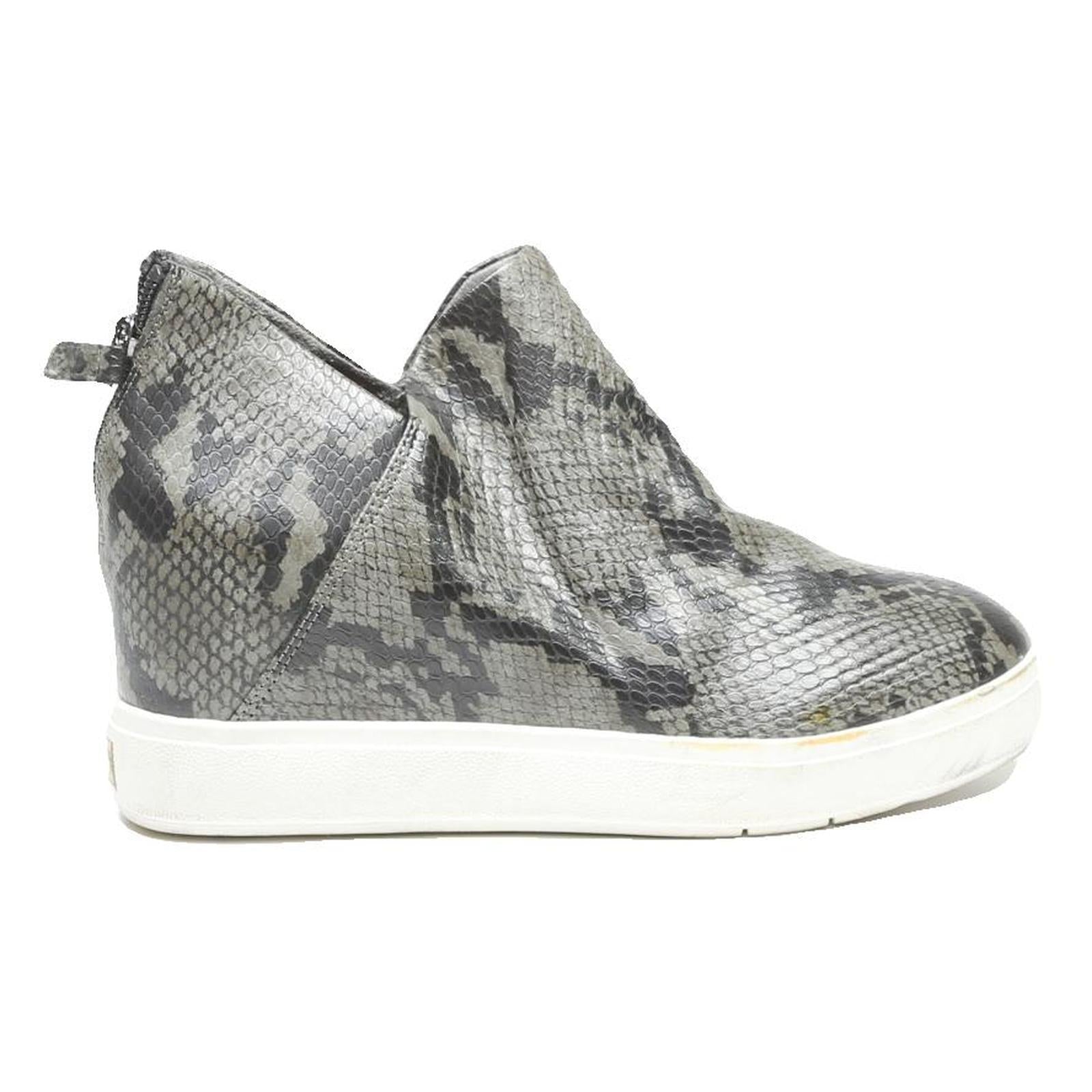 DR SCOLLS Womens Leather Ankle Boots Grey Snake Print UK 4 Comfortable Zip-Up