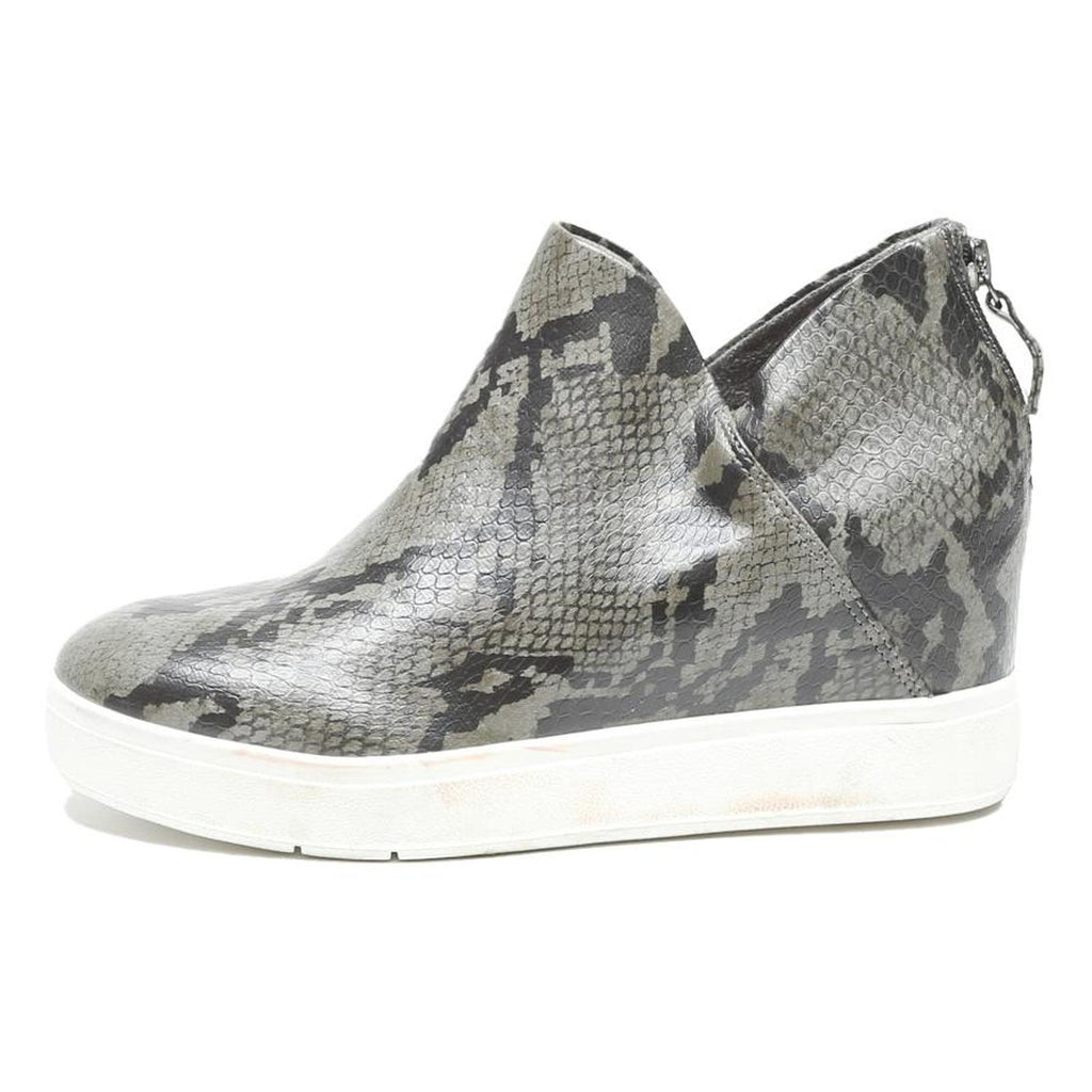 DR SCOLLS Womens Leather Ankle Boots Grey Snake Print UK 4 Comfortable Zip-Up