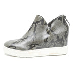 DR SCOLLS Womens Leather Ankle Boots Grey Snake Print UK 4 Comfortable Zip-Up
