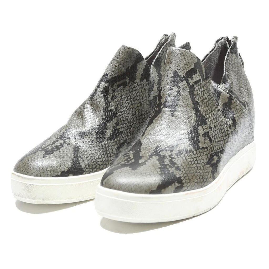 DR SCOLLS Womens Leather Ankle Boots Grey Snake Print UK 4 Comfortable Zip-Up