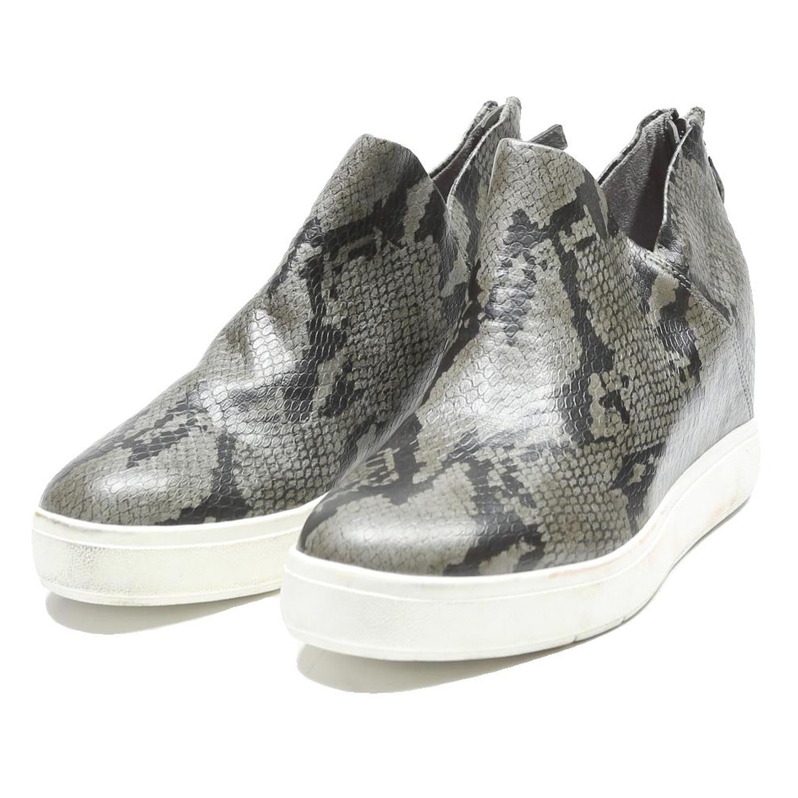 DR SCOLLS Womens Leather Ankle Boots Grey Snake Print UK 4 Comfortable Zip-Up