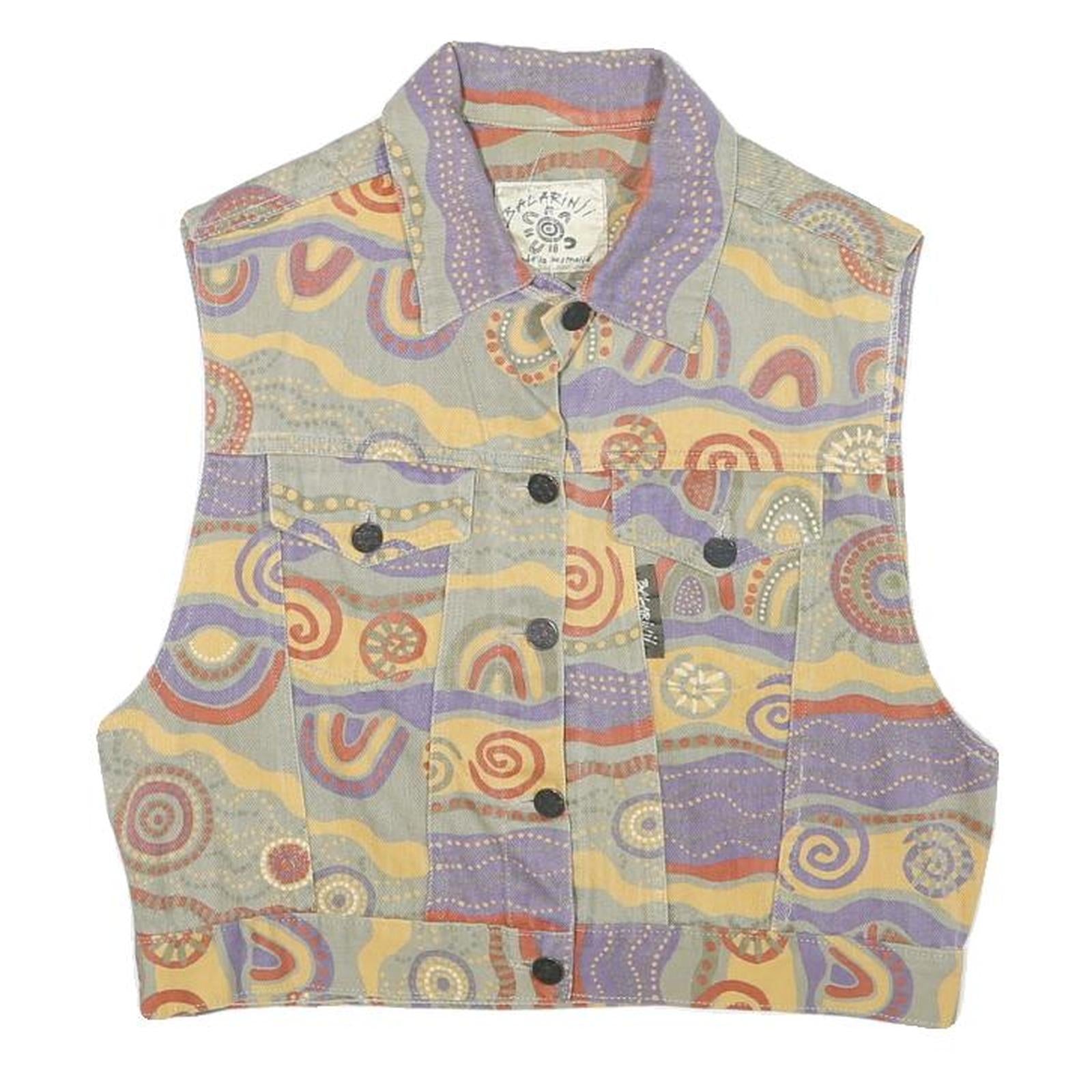 BALARINI Womens Multi Colour Printed Cotton Blend Button Jacket XS Woven Casual