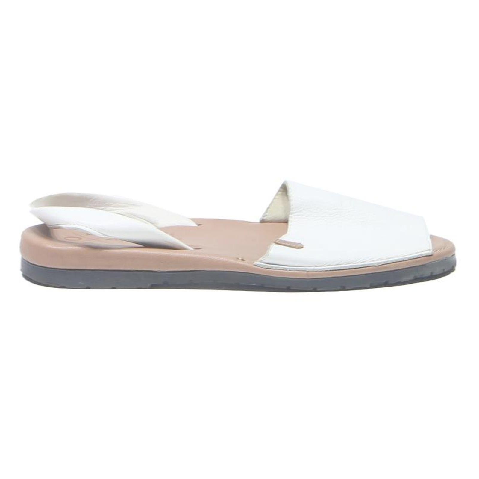 OPPA Womens White Leather Strappy Sandals UK 7 Comfortable Casual Summer