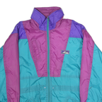 AUDASSE Womens Purple & Turquoise Colourblock Jacket M Polyester Zip Outdoor