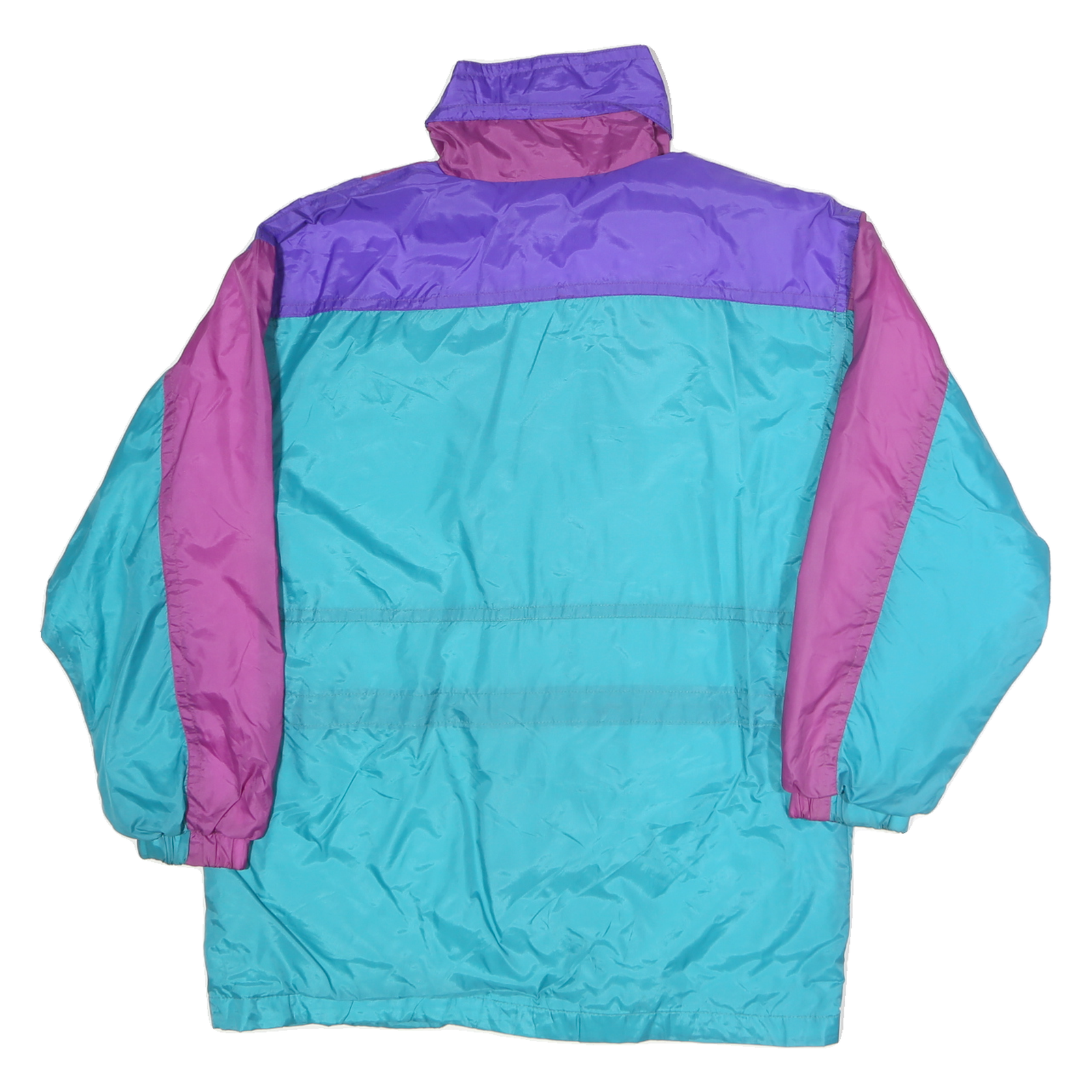 AUDASSE Womens Purple & Turquoise Colourblock Jacket M Polyester Zip Outdoor