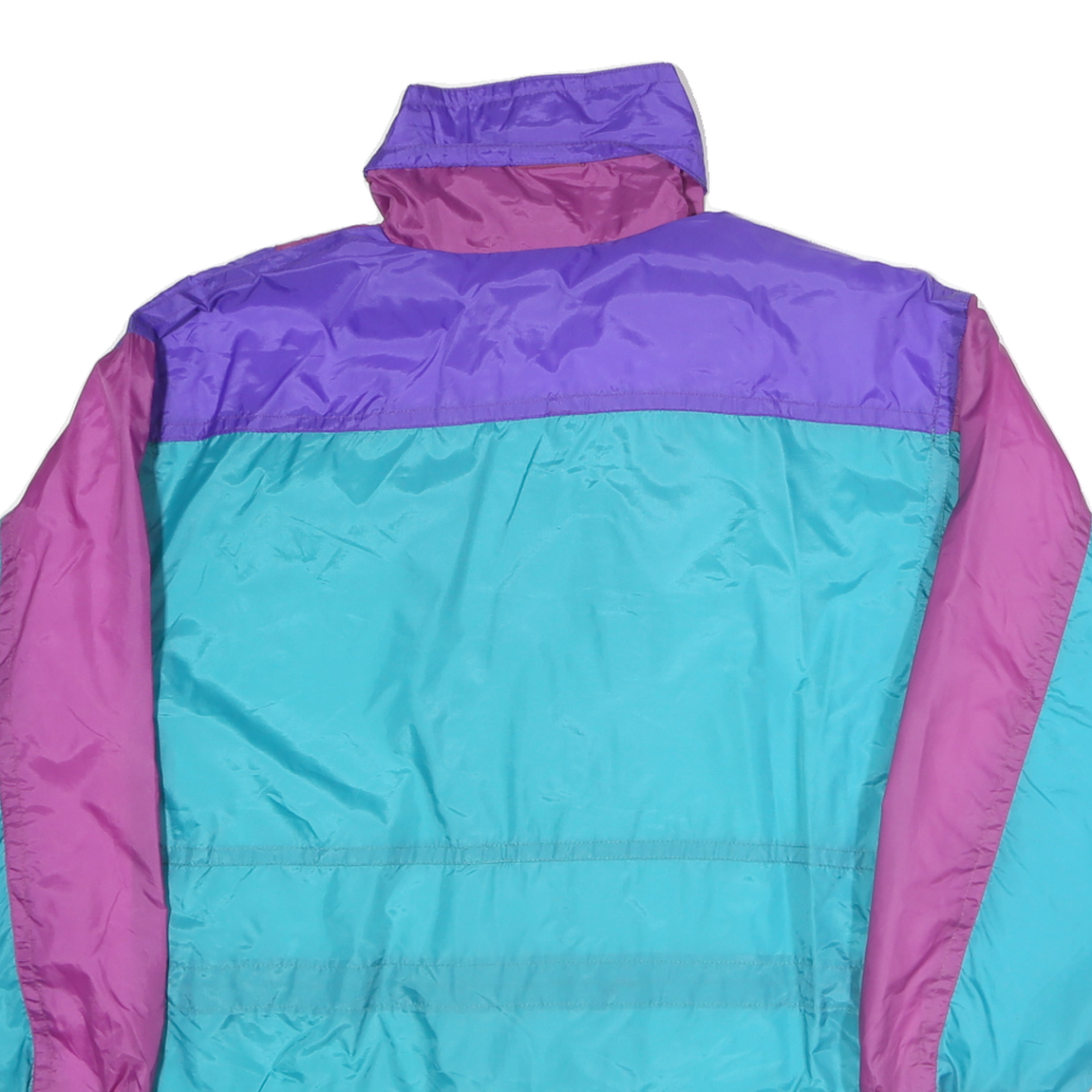AUDASSE Womens Purple & Turquoise Colourblock Jacket M Polyester Zip Outdoor