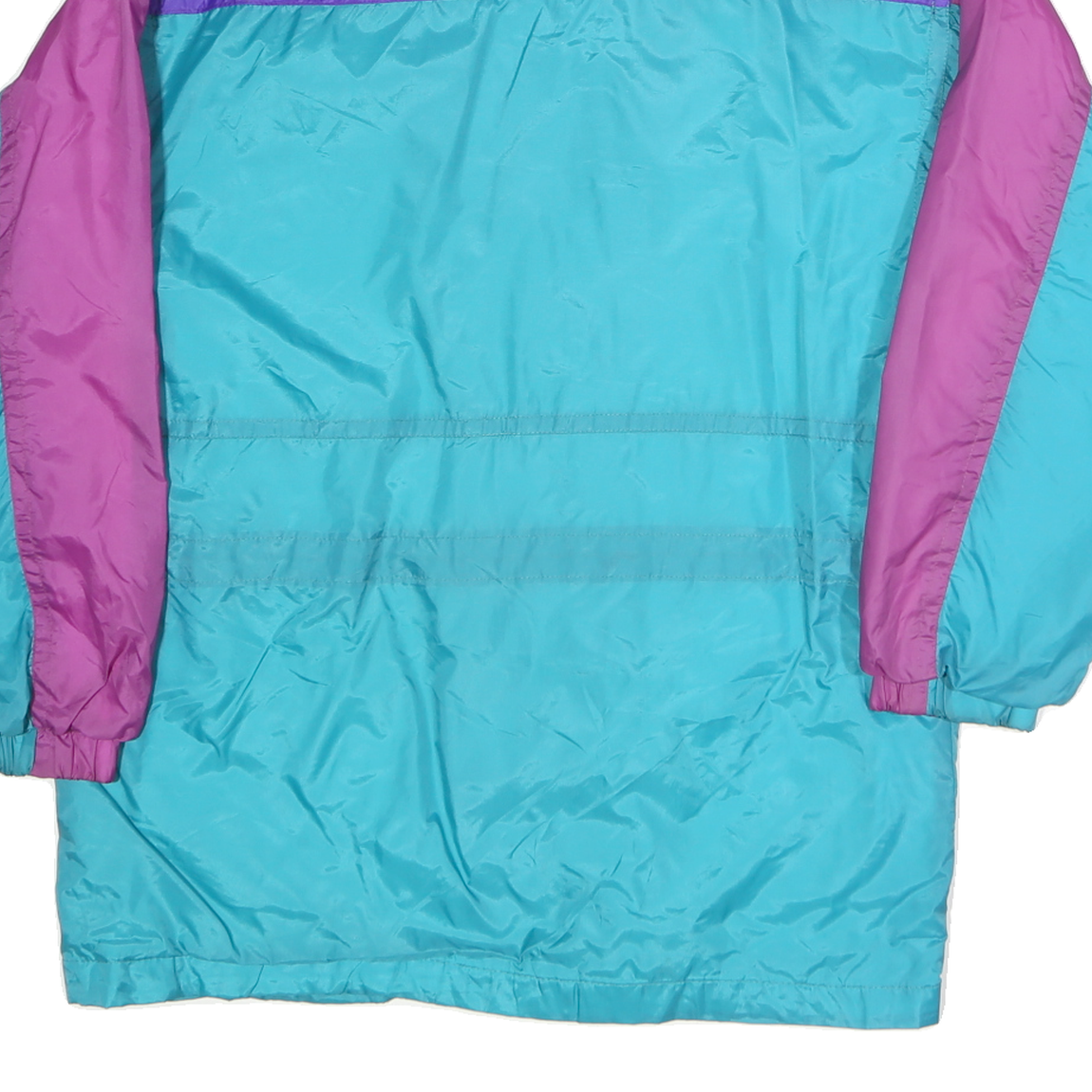AUDASSE Womens Purple & Turquoise Colourblock Jacket M Polyester Zip Outdoor