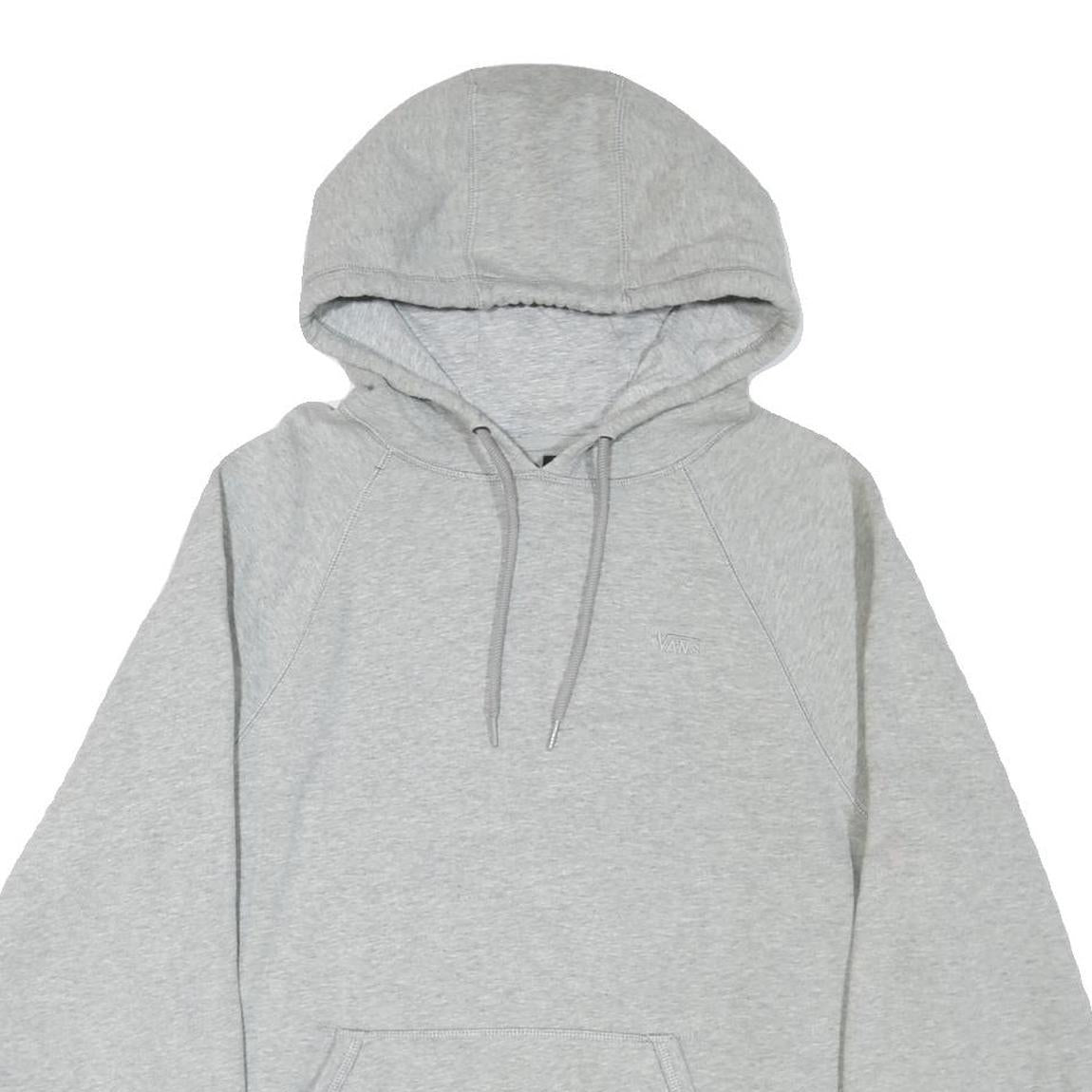 VANS Mens Grey Hoodie L Cotton Blend Pullover Casual Plain Drawstring