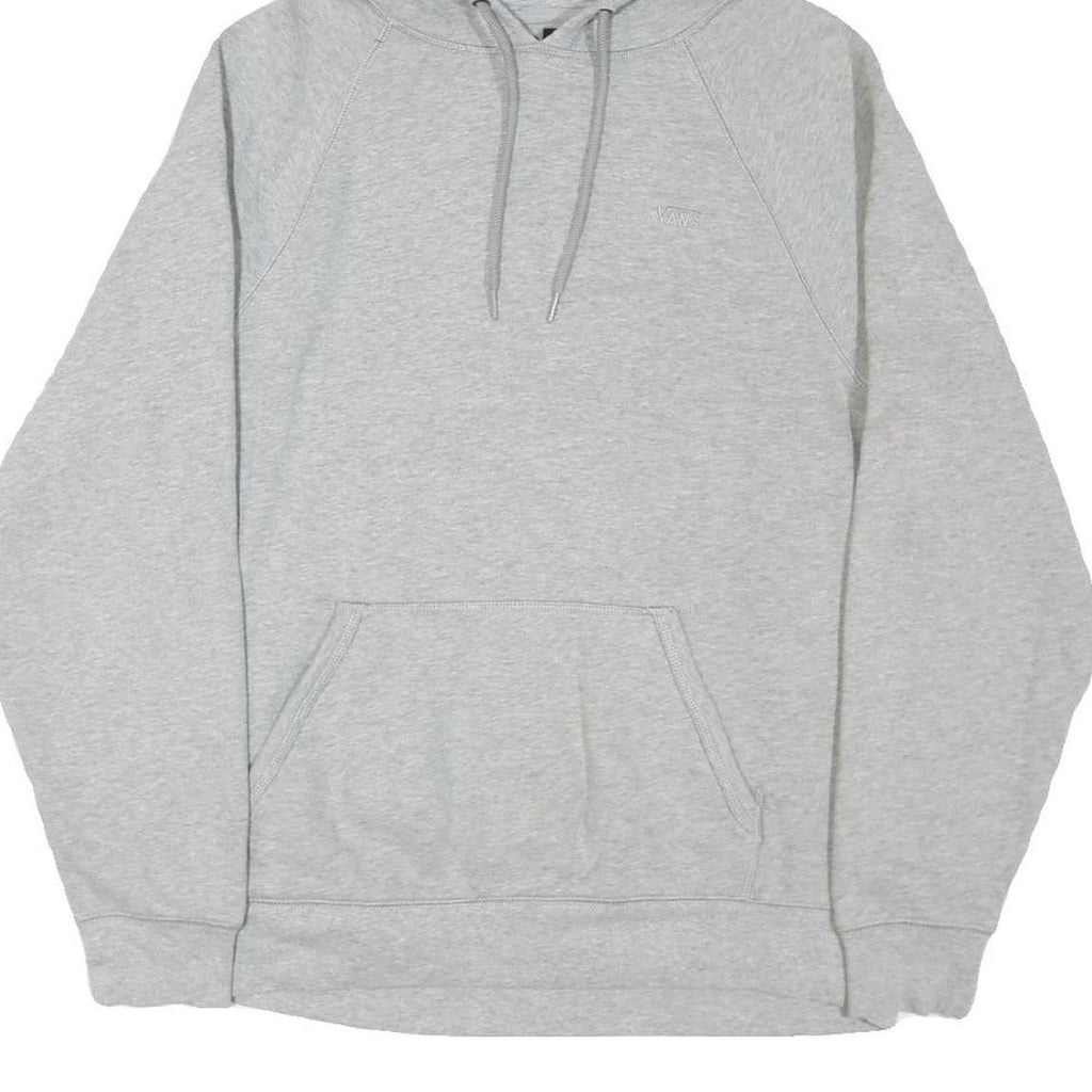 VANS Mens Grey Hoodie L Cotton Blend Pullover Casual Plain Drawstring