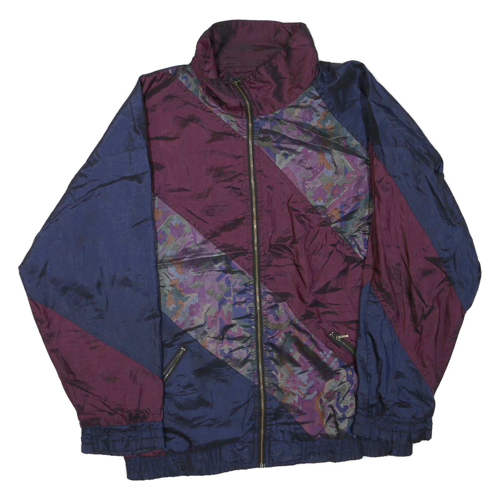 CALIFORNIA LEGEND Mens Blue & Maroon Polyester Blend Zip Track Jacket L Retro