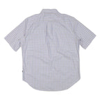 NAUTICA Mens Blue & Brown Checked Short Sleeve Shirt L Cotton Blend Casual