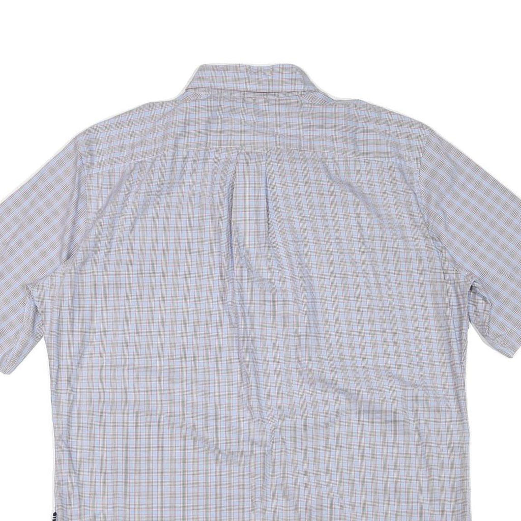 NAUTICA Mens Blue & Brown Checked Short Sleeve Shirt L Cotton Blend Casual