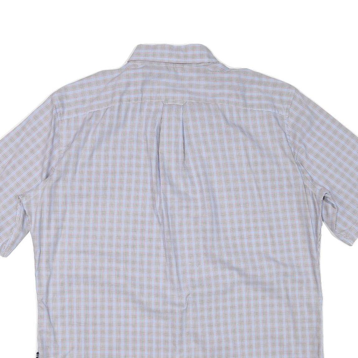 NAUTICA Mens Blue & Brown Checked Short Sleeve Shirt L Cotton Blend Casual