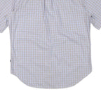 NAUTICA Mens Blue & Brown Checked Short Sleeve Shirt L Cotton Blend Casual