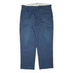 DICKIES Mens Cotton Blend Navy Regular Fit Straight Trousers W38 L29 Workwear