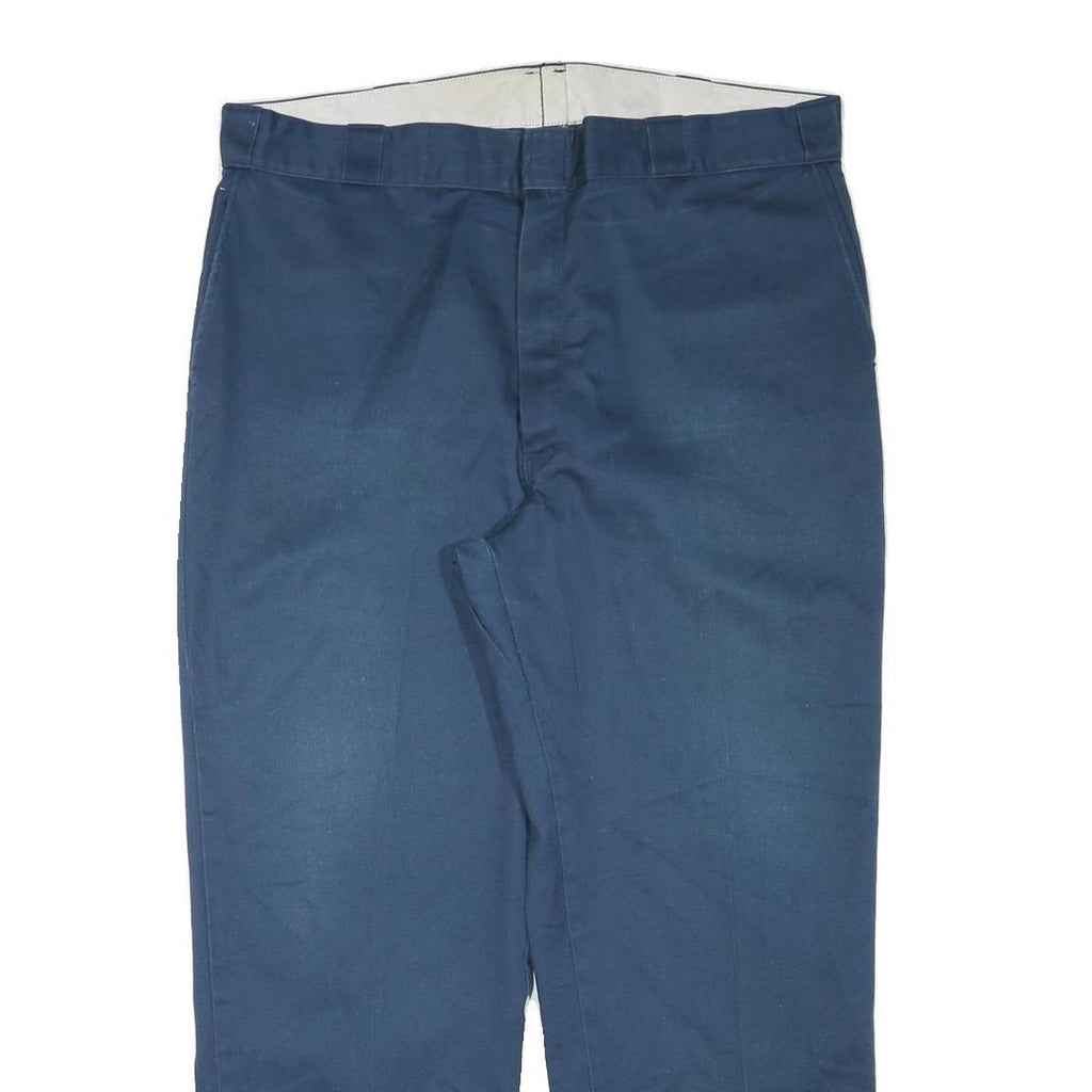 DICKIES Mens Cotton Blend Navy Regular Fit Straight Trousers W38 L29 Workwear