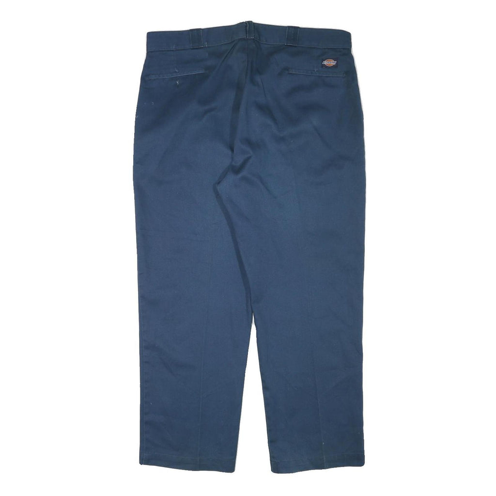 DICKIES Mens Cotton Blend Navy Regular Fit Straight Trousers W38 L29 Workwear
