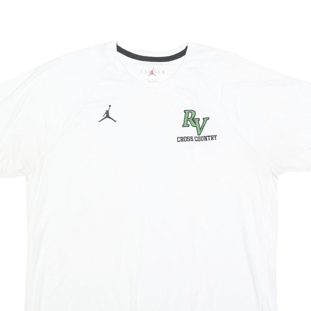 AIR JORDAN Mens White RV Cross Country Graphic T-Shirt L Short Sleeve Crew Neck