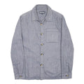 BARBOUR Mens Blue Grey Wool Blend Shirt S Herringbone Long Sleeve Button Pocket