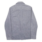 BARBOUR Mens Blue Grey Wool Blend Shirt S Herringbone Long Sleeve Button Pocket