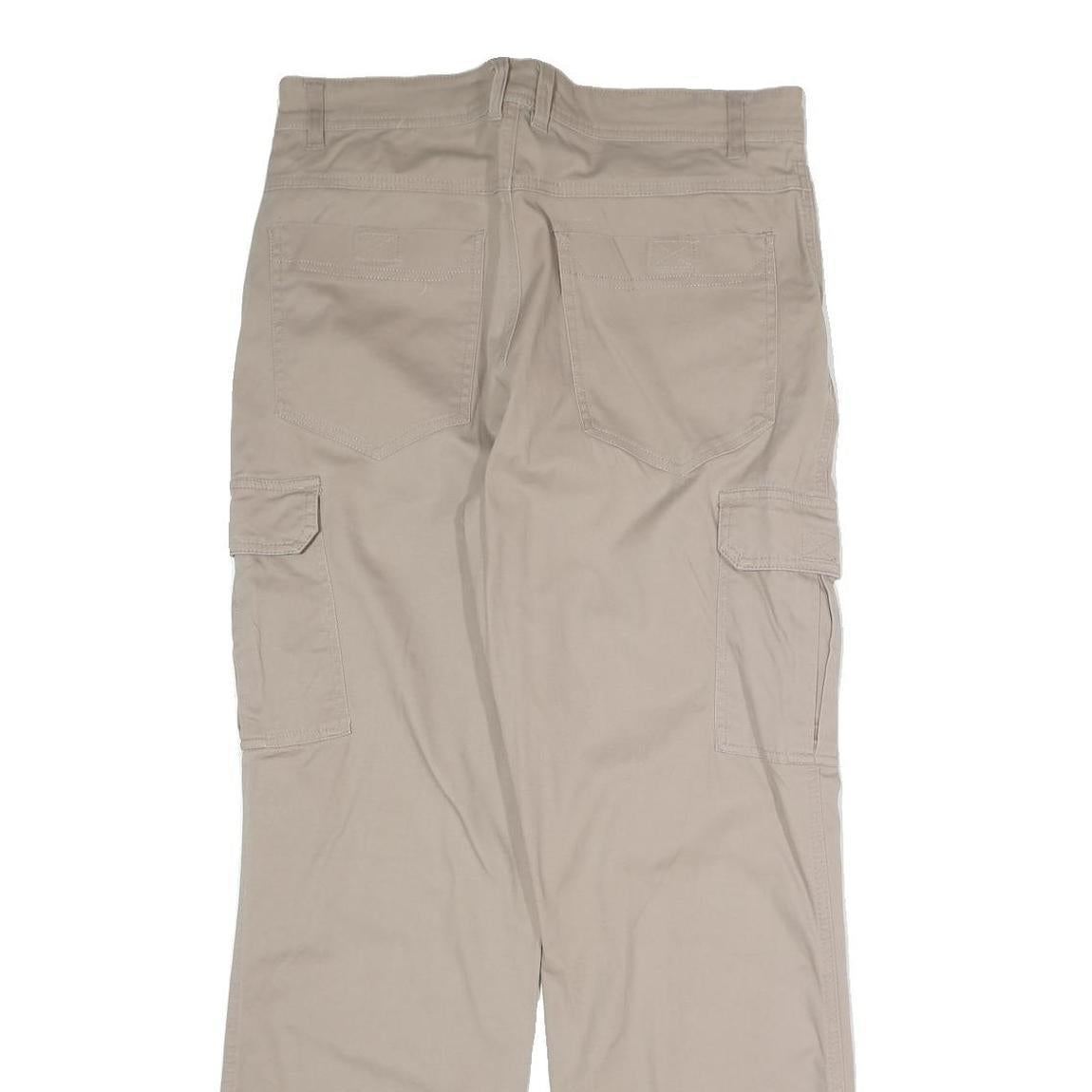 BOTIGER Mens Cotton Blend Beige Regular Straight Zip Trousers W32 L30 Casual