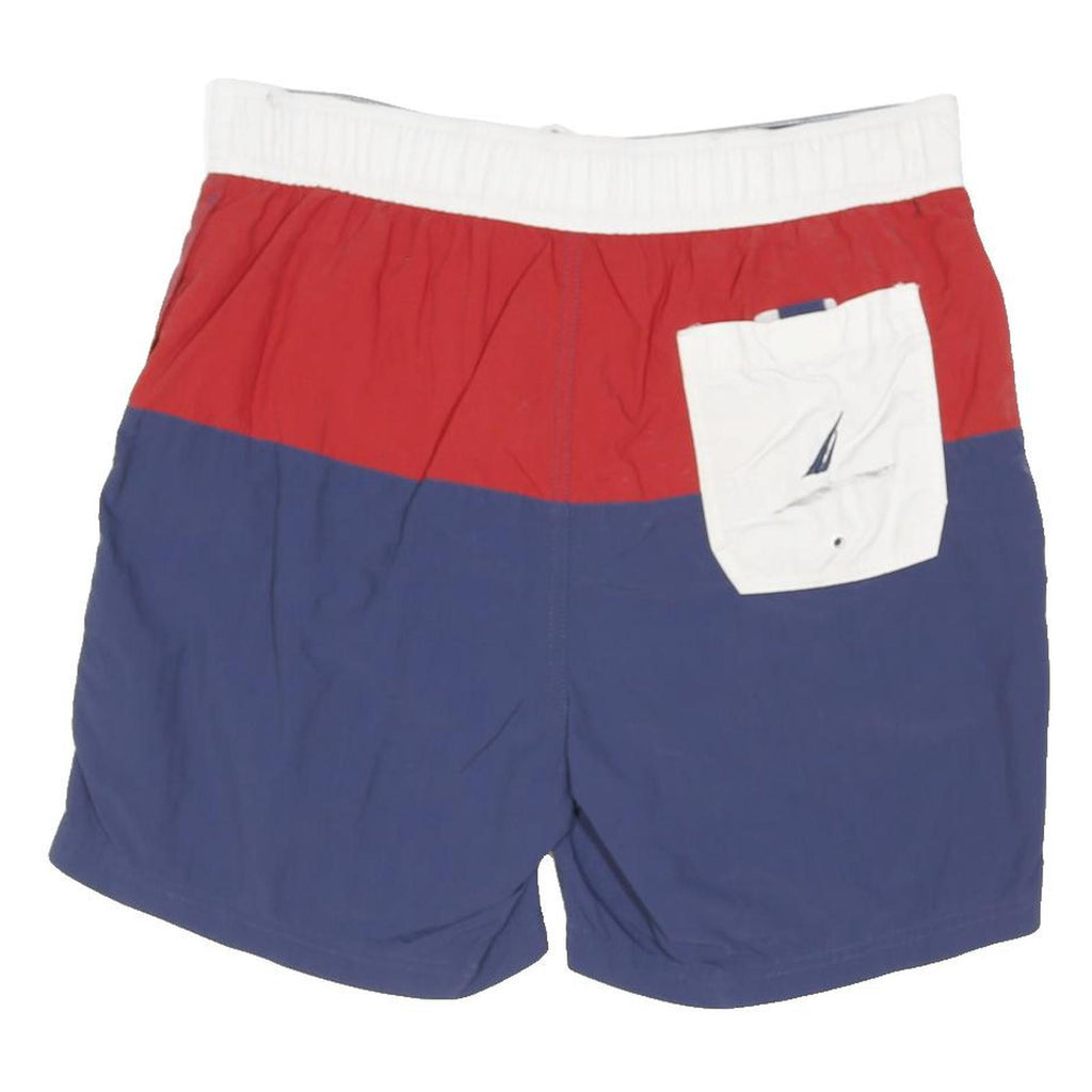 NAUTICA Mens Shorts Blue & Red Casual M W33 Polyester Blend Drawstring Waist