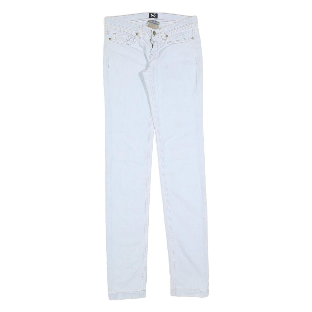DOLCE & GABBANA Womens Slim White Jeans Denim W28 L36 Stylish Cotton Blend Zip