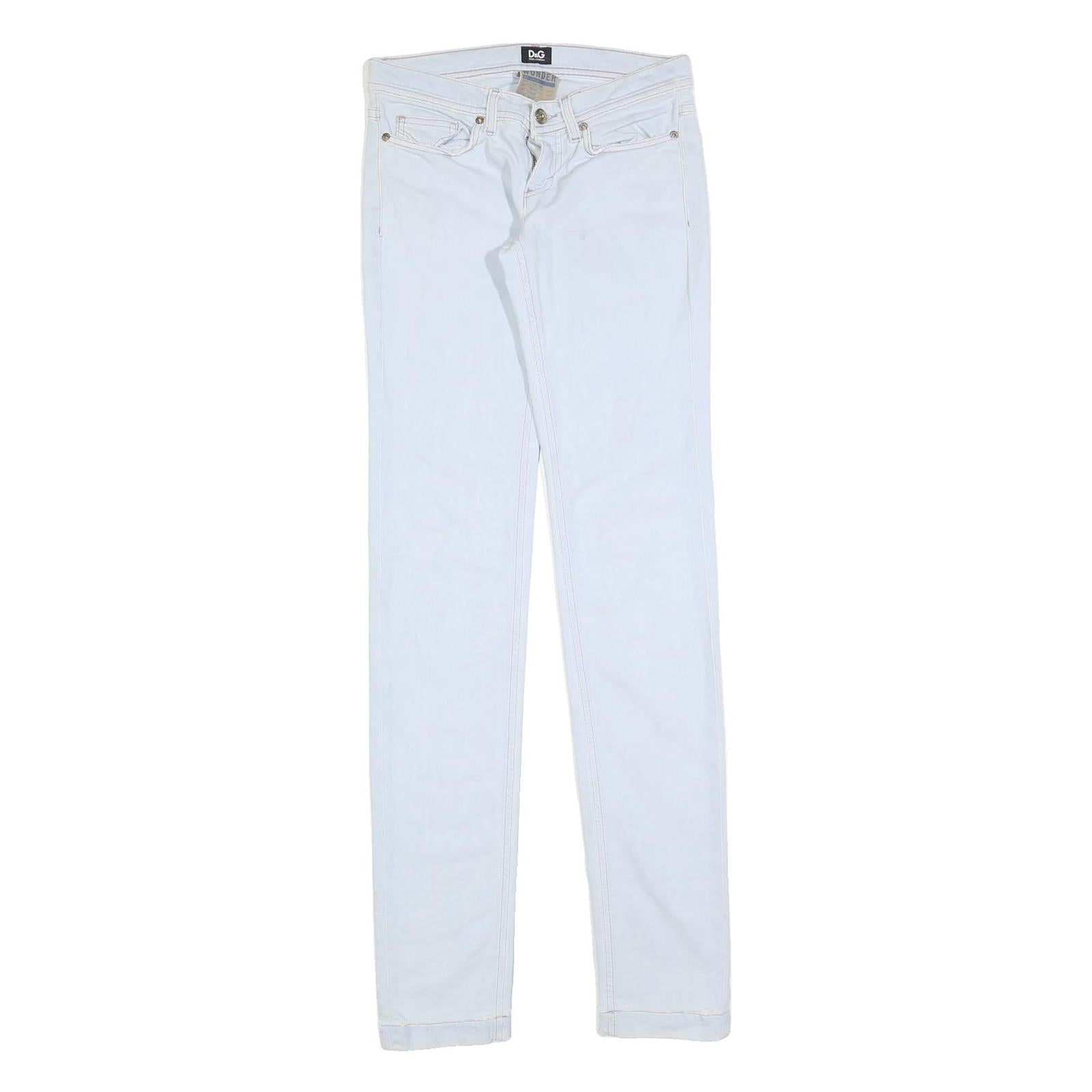 DOLCE & GABBANA Womens Slim White Jeans Denim W28 L36 Stylish Cotton Blend Zip
