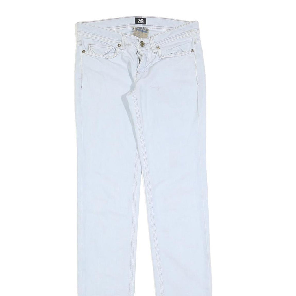 DOLCE & GABBANA Womens Slim White Jeans Denim W28 L36 Stylish Cotton Blend Zip