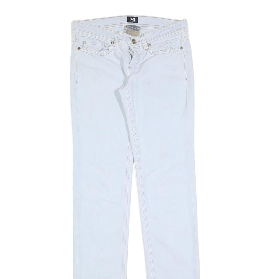 DOLCE & GABBANA Womens Slim White Jeans Denim W28 L36 Stylish Cotton Blend Zip
