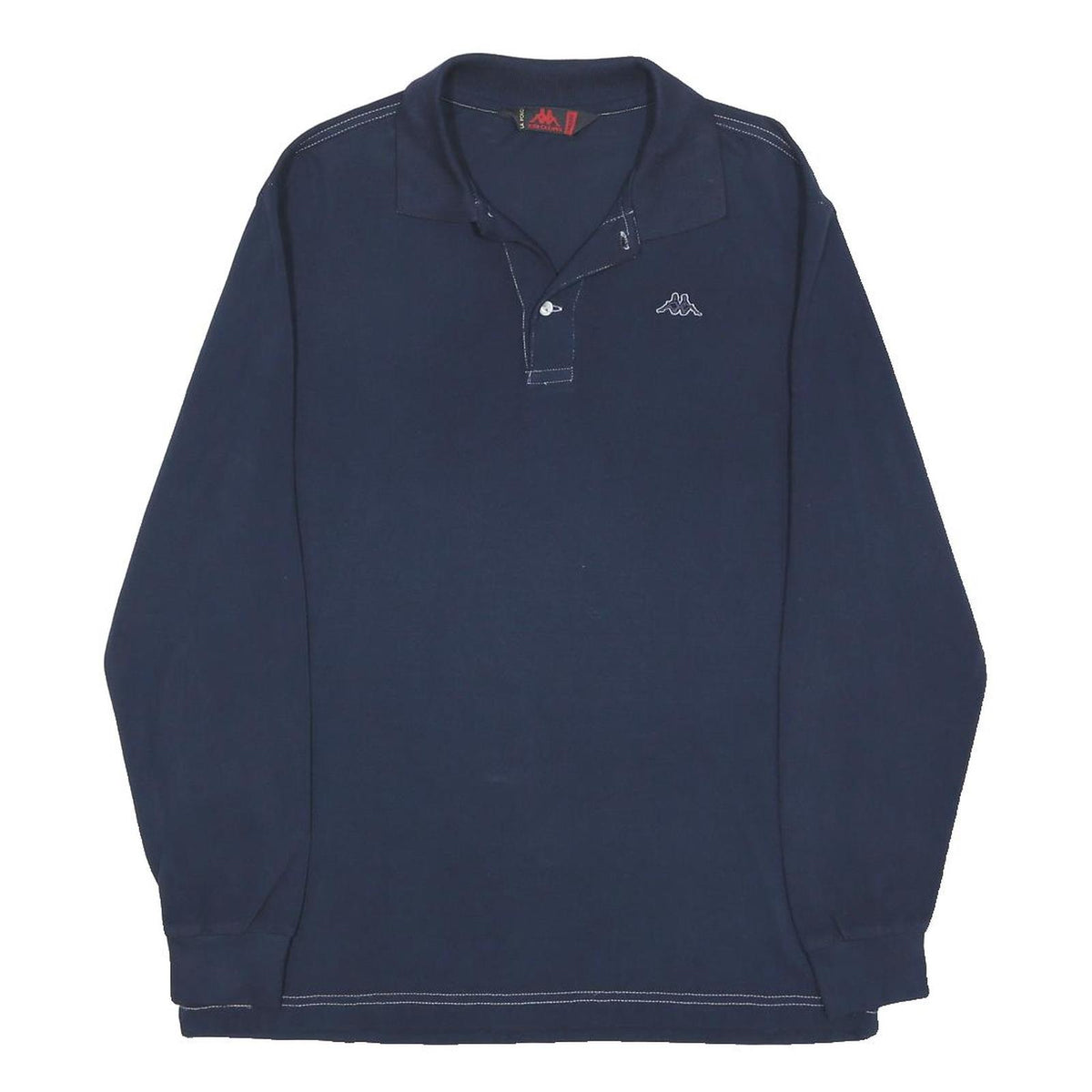 KAPPA Mens Navy Blue Long Sleeve Plain Cotton Polo Shirt M Casual Sport