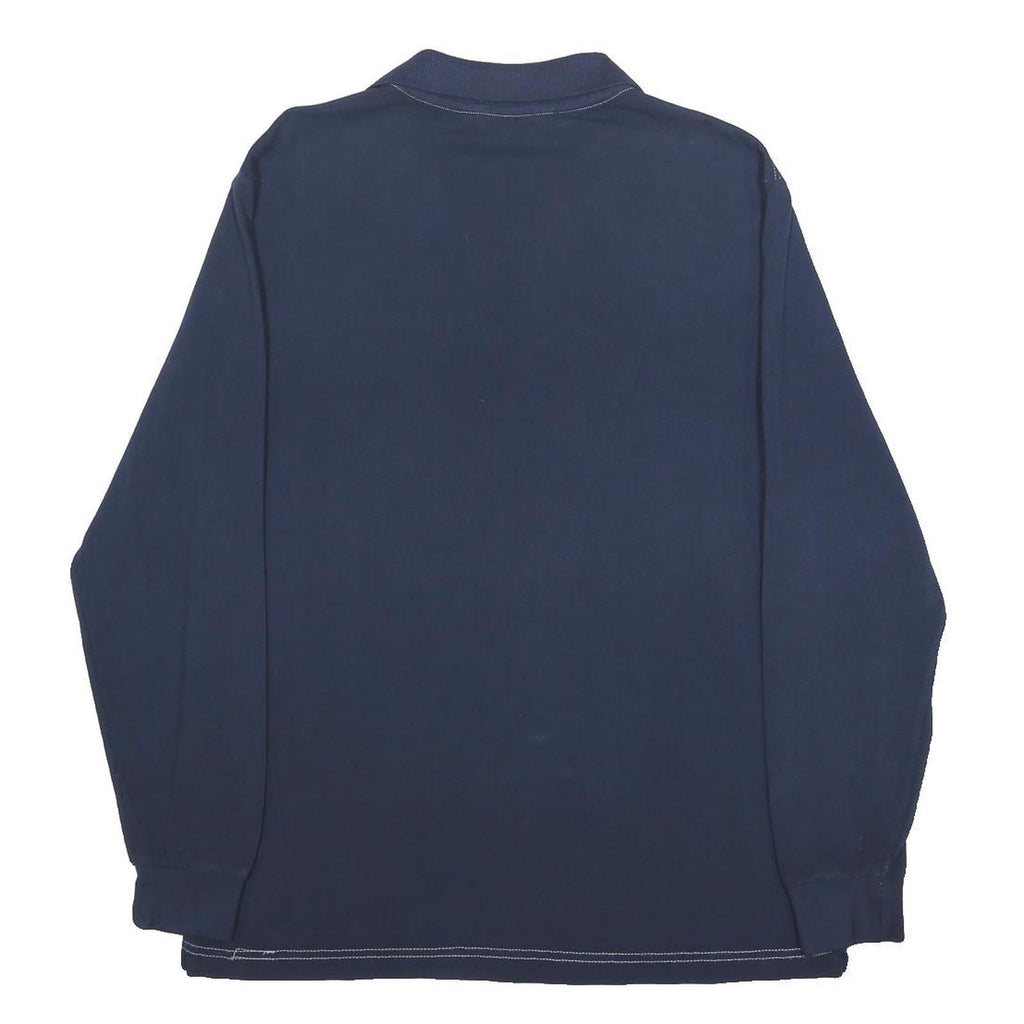 KAPPA Mens Navy Blue Long Sleeve Plain Cotton Polo Shirt M Casual Sport