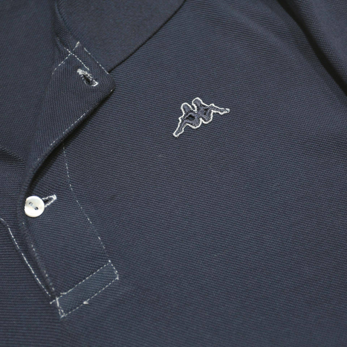 KAPPA Mens Navy Blue Long Sleeve Plain Cotton Polo Shirt M Casual Sport