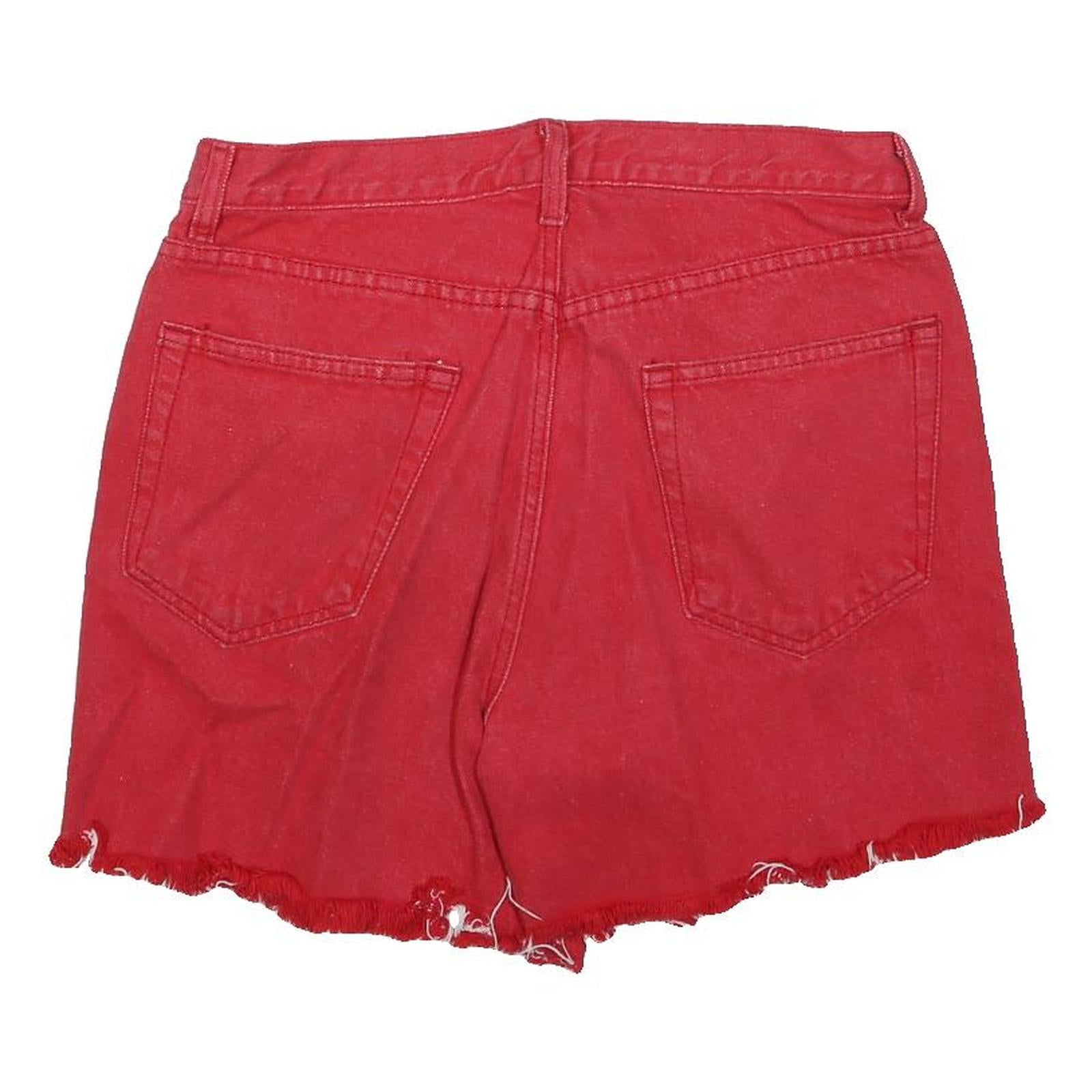 CALVIN KLEIN Womens Red Casual Denim Shorts UK 12 W32 Frayed Hem Cotton Blend